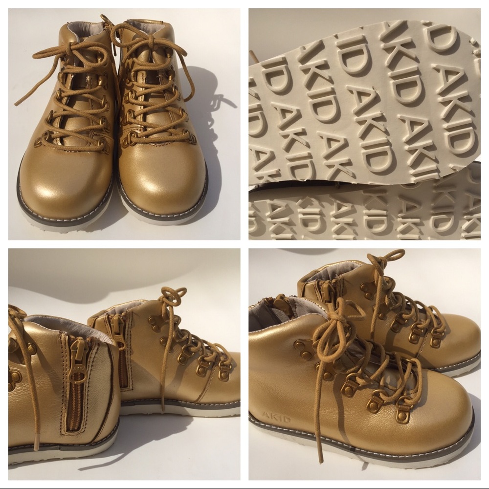 Akid girls gold bronze leather hiking boots size 9